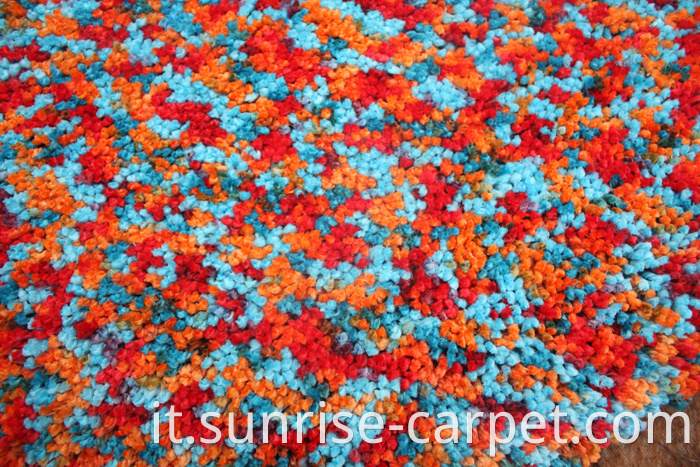 Polyester Rugs with spac dyed yarn blue and orange